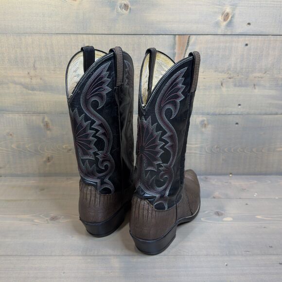Vintage Dan Post Lizard and Leather Cowboy Boots Size 10 - Picture 4 of 9